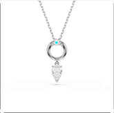 Mesmera pendant, Pear cut, White, Rhodium plated
